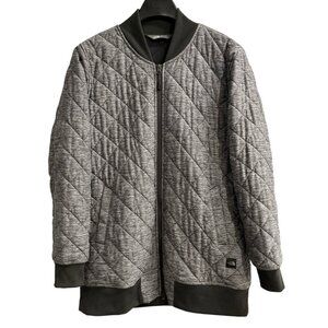 The North Face Jacket Womens L Quilted Mod Bomber Heather Gray Insulated Mid‎ Lg